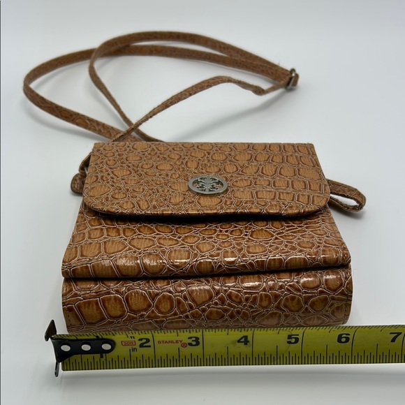 George wallet on string shoulder bag tan animal print faux patent leather casual - Picture 4 of 16